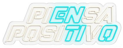 Letrero PIENSA POSITIVO Cartel Luminoso LED, aproximadamente 90X31 cm