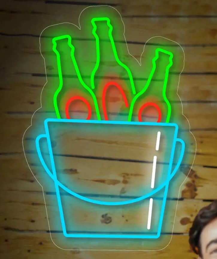 SOLOLED Letrero cubo de cervezas Cartel Luminoso LED Escaparate, Decoración de Pared en Metacrilato, Luz Brillante, aproximadamente 63x90cm alimentación 12v