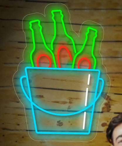 SOLOLED Letrero cubo de cervezas Cartel Luminoso LED Escaparate, Decoración de Pared en Metacrilato, Luz Brillante, aproximadamente 63x90cm alimentación 12v