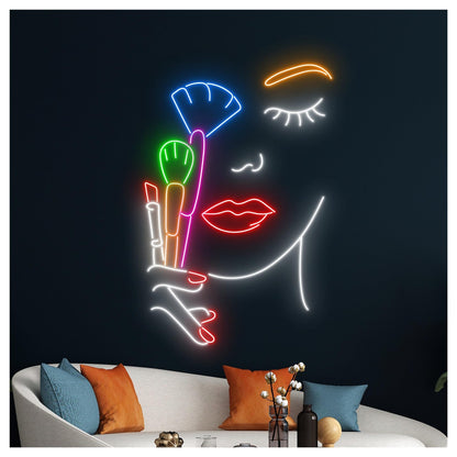 MENGE Lámpara de señalización Letrero De Neón Para Maquillador, Cosméticos, Productos Belleza, Luz LED, Escaparate, Entrada Comercial, 63cm