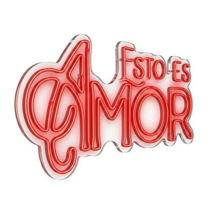 soloLED Letrero CARTEL ESTO ES AMOR boda LED NEON Escaparate, Decoración de Pared en Metacrilato, Luz Brillante, aproximadamente 70cm aproximadamente alimentación 12v