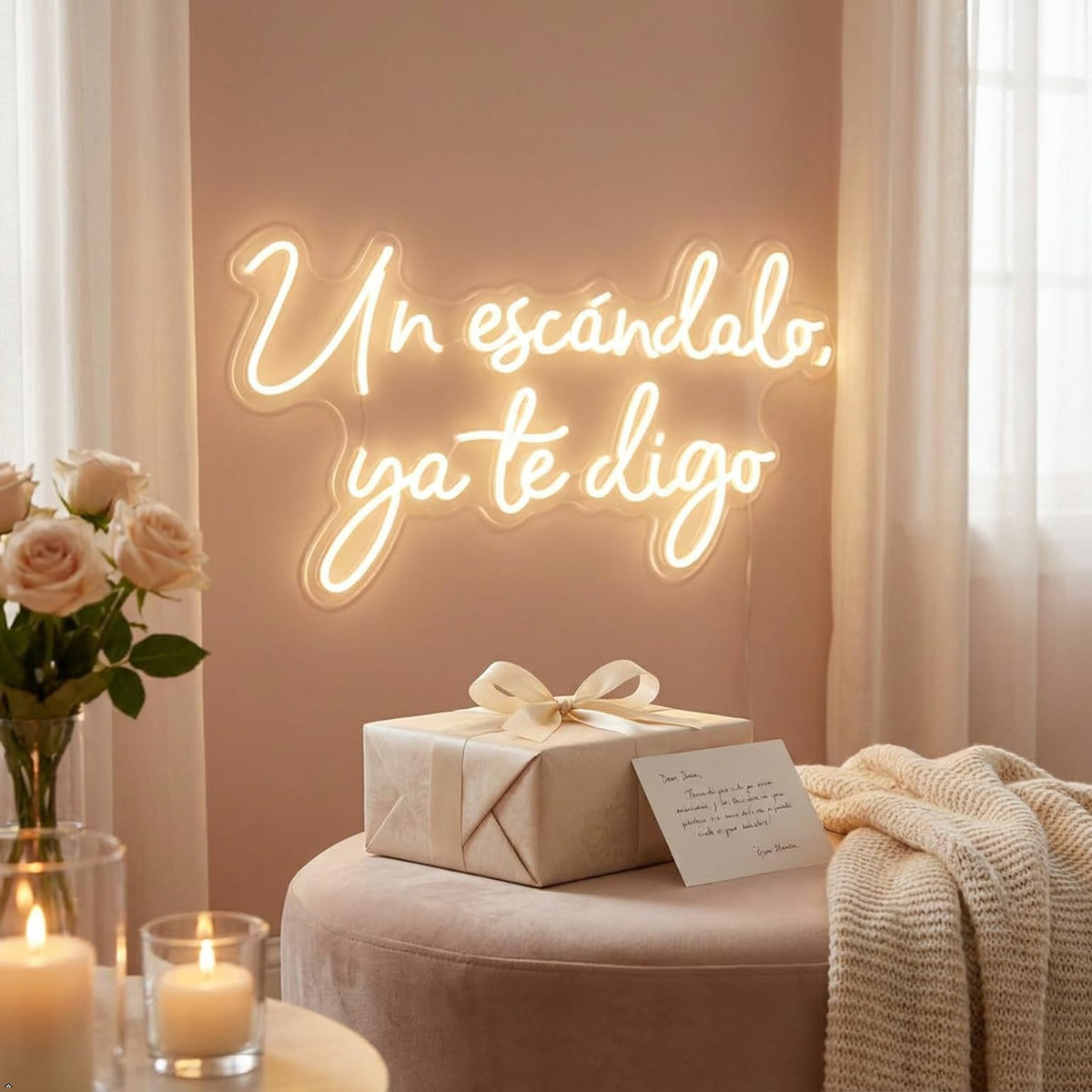 SOLOLED Letrero led neón flex BODA carte metacrilato transparente un escandalo ya te digo medida 60 cm x 35 cm alimentación 12v