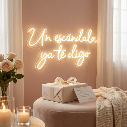 SOLOLED Letrero led neón flex BODA carte metacrilato transparente un escandalo ya te digo medida 60 cm x 35 cm alimentación 12v
