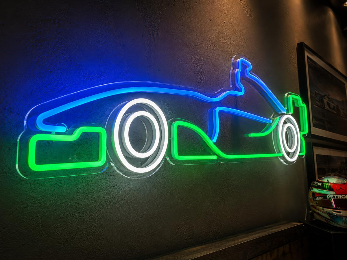 soloLED Letrero Coche deportivo carrera Cartel Luminoso LED Escaparate, Decoración de Pared en Metacrilato, Luz Brillante, aproximadamente 51x21cm alimentación 12v