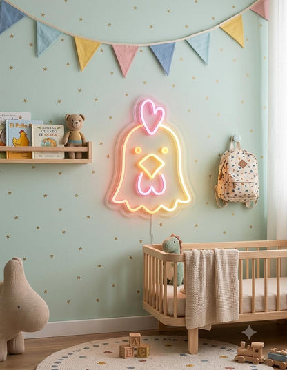 SOLOLED letrero Neon led iluminado pollo Personalizado Medida aproximadamente 40 cm cartel luminoso decoracion pared habitacion Fiestas,Escaparate negocio bar base metacrilato transparente