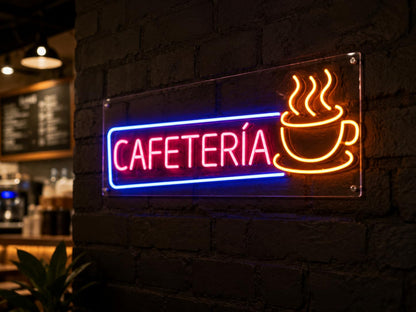soloLED Letras de Neón Led Cafetería - Metracrilato, Tamaño M, L, XL - Señalización Decorativa para Negocios