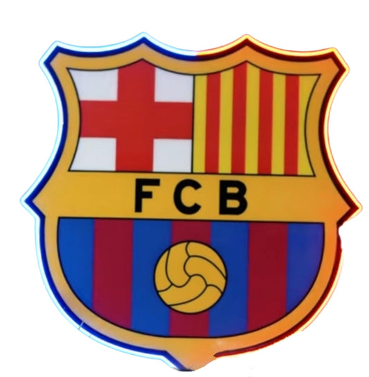 SOLOLED Lámpara LED Decorativa Barcelona, Escudo Iluminado, Luces LED Azul y Rojo medidas 32x30 cm,vinilo, metacrilato,neon led, liga de futbol