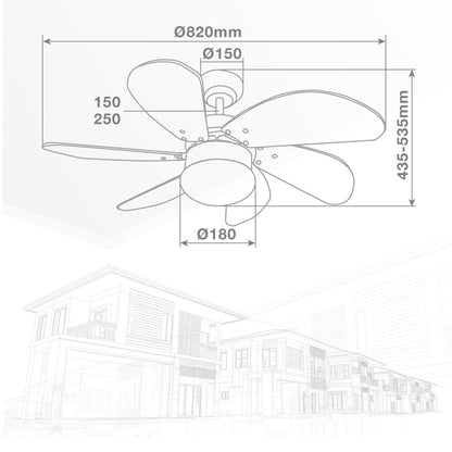 Genérico GSC Evoluion | Ventilador de techo con luz Blanco | Motor DC | Ø82 6 aspas | Ideal estancias <13m2 | Verano/Invierno