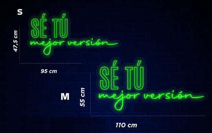 Letrero SE TU MEJOR VERSION Cartel Luminoso LED, Metacrilato, 95X45cm
