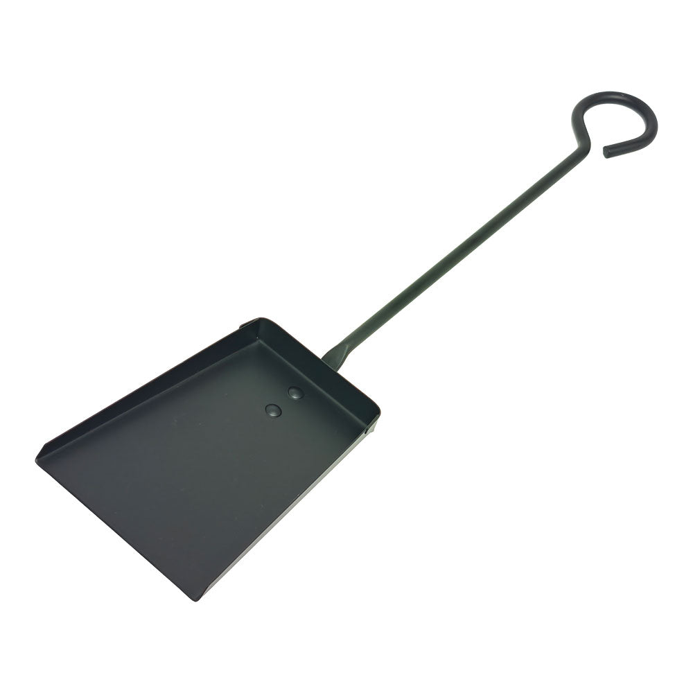 BADIL DE CHIMENEA CON MANGO LARGO, METÁLICO, COLOR NEGRO, 11 x 46 cm