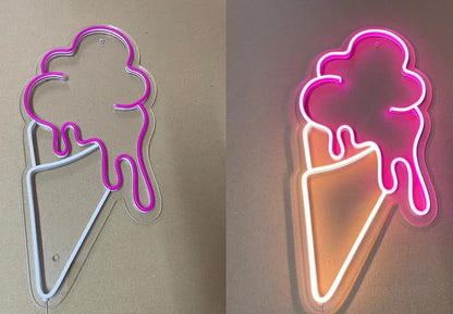 Letrero de neón de helado