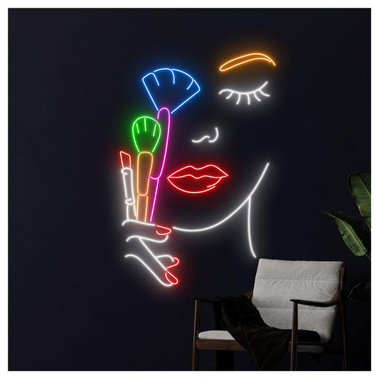 MENGE Lámpara de señalización Letrero De Neón Para Maquillador, Cosméticos, Productos Belleza, Luz LED, Escaparate, Entrada Comercial, 63cm