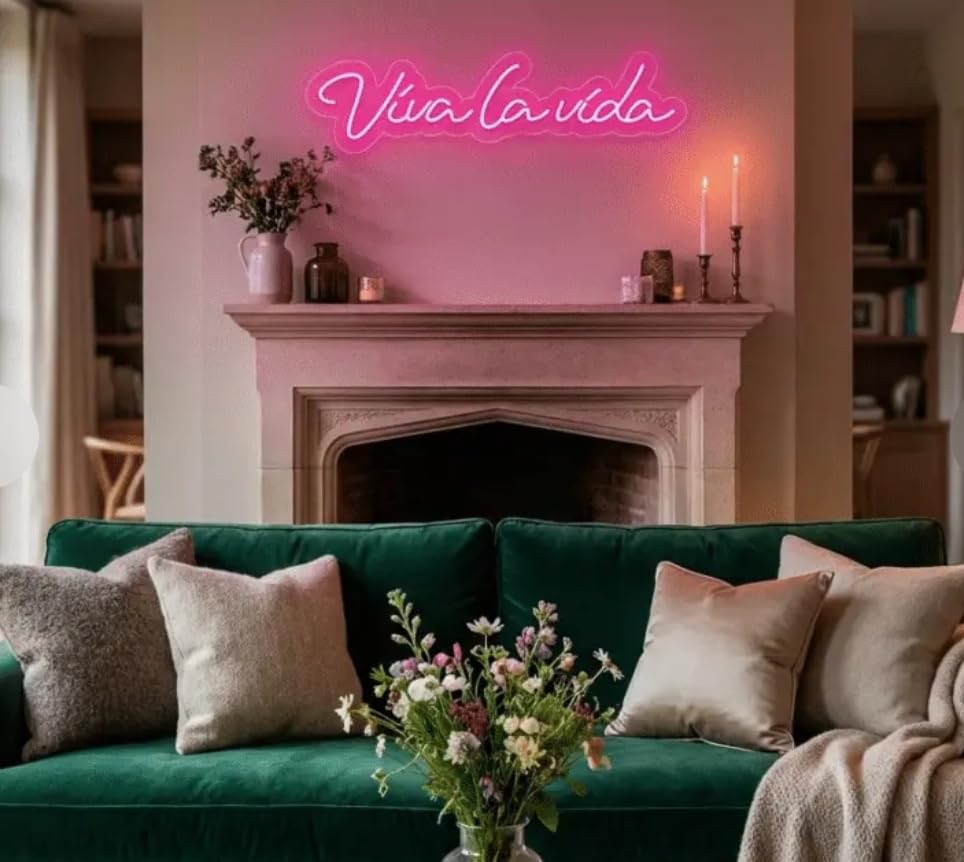 SOLOLED Neon Personalizado viva la vida, Cartel LED Decoración Pared Letrero Neon Luminoso Letras Luce Personalizadas Nombre Carta para Boda Cumpleaños Fiestas Bar Tiendas 70cm aproximadamente 12v