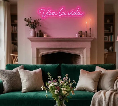 SOLOLED Neon Personalizado viva la vida, Cartel LED Decoración Pared Letrero Neon Luminoso Letras Luce Personalizadas Nombre Carta para Boda Cumpleaños Fiestas Bar Tiendas 70cm aproximadamente 12v