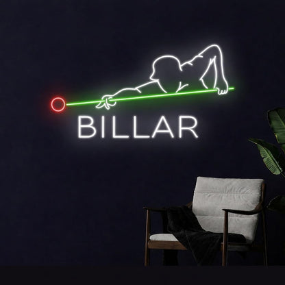 soloLED Letrero CARTEL BILLAR NEON brillante Escaparate, Decoración de Pared en Metacrilato transparente, Luz Brillante, aproximadamente 50 cm alimentación 12v