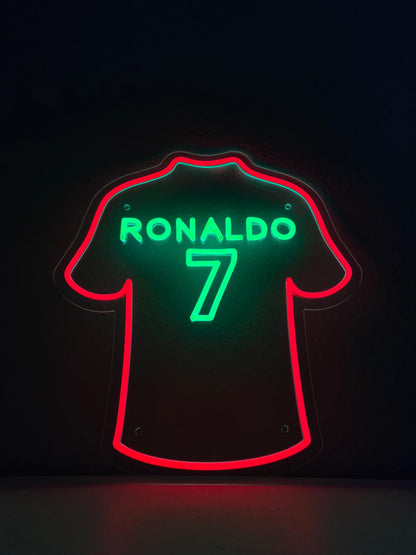 SoloLED Letrero de Neón Ronaldo LED Deportivo, Iluminación Decorativa, Metacrilato para Salas de Juegos y Dormitorios