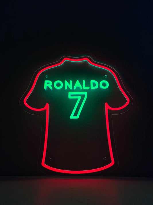 SoloLED Letrero de Neón Ronaldo LED Deportivo, Iluminación Decorativa, Metacrilato para Salas de Juegos y Dormitorios