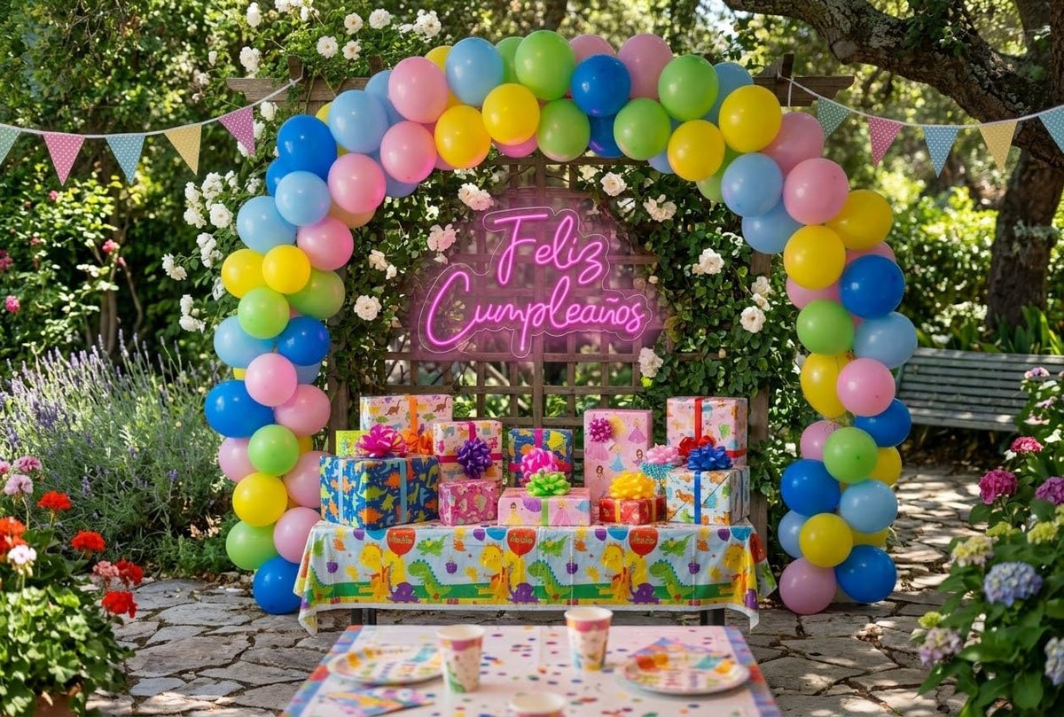 Letrero de Neón Feliz cumpleaños Cartel Luminoso Decorativo APROXIMADAMENTE 70CM ALIMENTADOR 12 V
