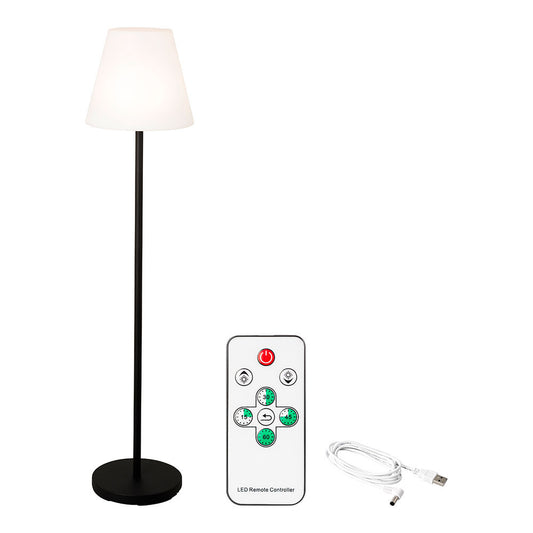 LÁMPARA DE PIE PARA EXTERIOR Y INTERIOR RECARGABLE CON MANDO A DISTANCIA COLOR BLANCO Y NEGRO 150 cm