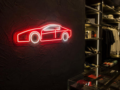soloLED Letrero Coche deportivo Cartel Luminoso LED Escaparate, Decoración de Pared en Metacrilato, Luz Brillante, aproximadamente 51x21cm alimentación 12v