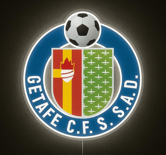 Getafe regalo futbol escudo liga LED neón Iluminado, Escudo de Fútbol Decoración Deportiva