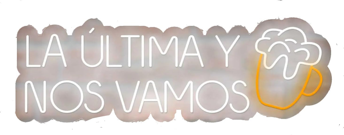 SOLOLED Letrero LA ULTIMA Y NOS VAMOS Cartel Luminoso LED en Metacrilato, Luz Brillante, 85x30cm, Alimentación 12v, Decoración de Pared para Escaparate