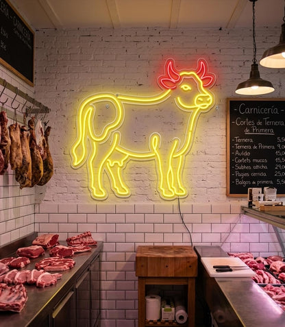 SOLOLED letrero Neon led iluminado vaca Personalizado Medida aproximadamente 60 cm cartel luminoso decoracion pared habitacion Fiestas,Escaparate negocio bar base metacrilato transparente