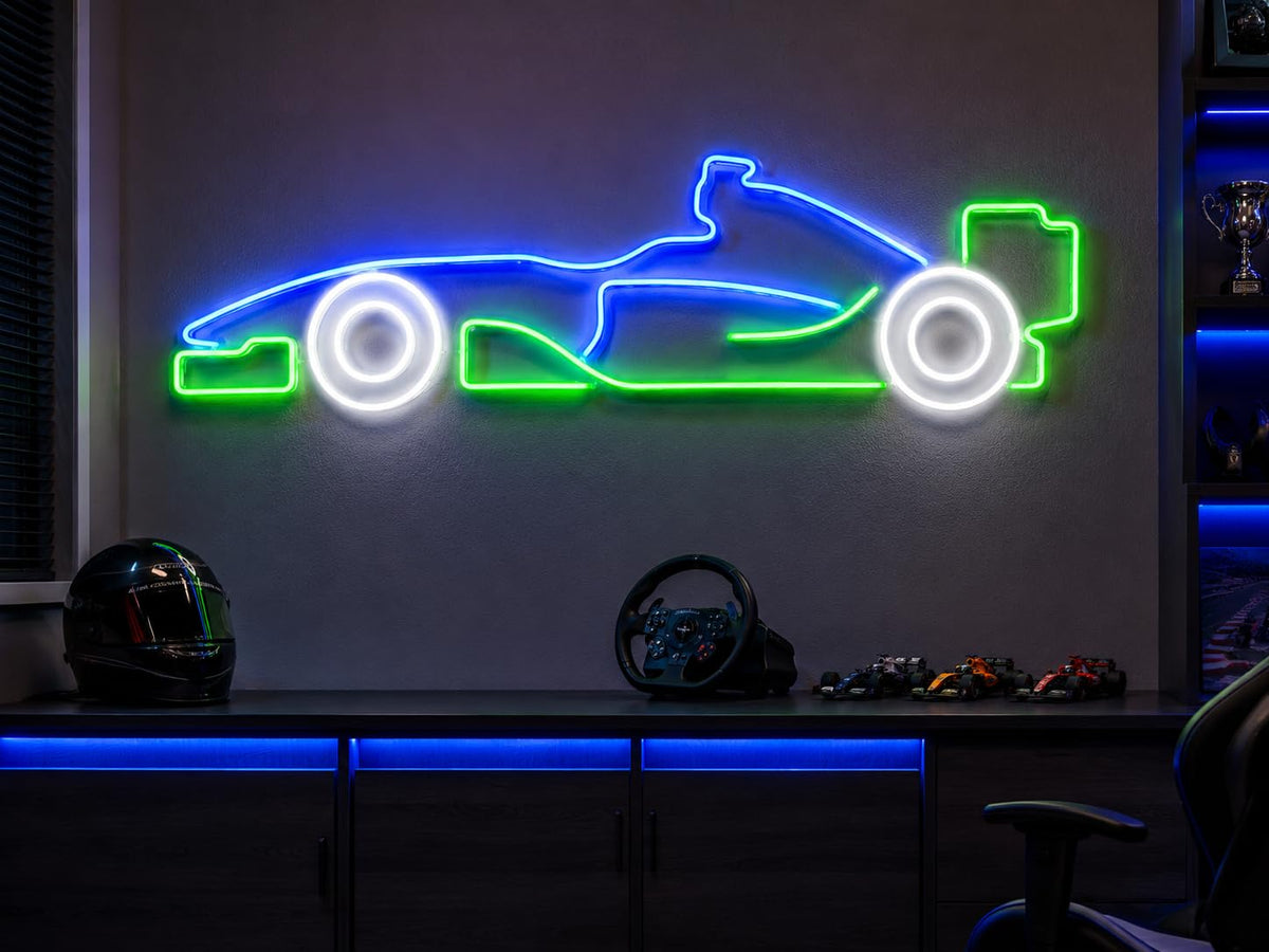 soloLED Letrero Coche deportivo carrera Cartel Luminoso LED Escaparate, Decoración de Pared en Metacrilato, Luz Brillante, aproximadamente 51x21cm alimentación 12v