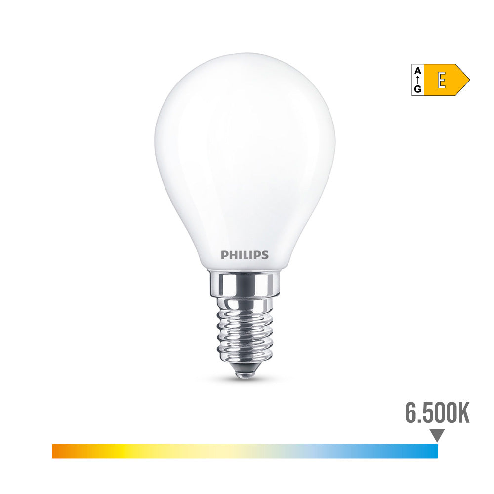 BOMBILLA ESFERICA LED E14 6,5 w 806 lm 6500 k LUZ FRIA Ø4,5 x 8 cm