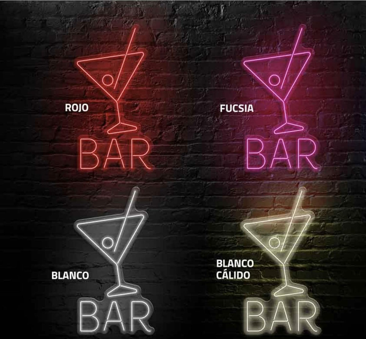 SOLOLED Letrero Cóctel Bar Cartel Luminoso LED, Metacrilato, 50x92cm