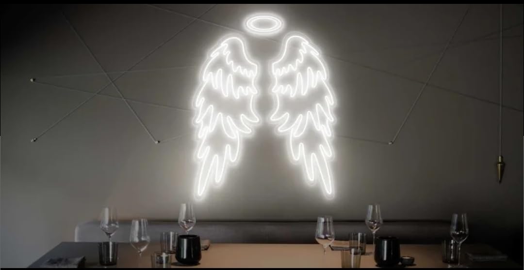 Alas de Ángel LED Neón, Letrero Luminoso Decorativo, Multicolor, Montaje en Pared