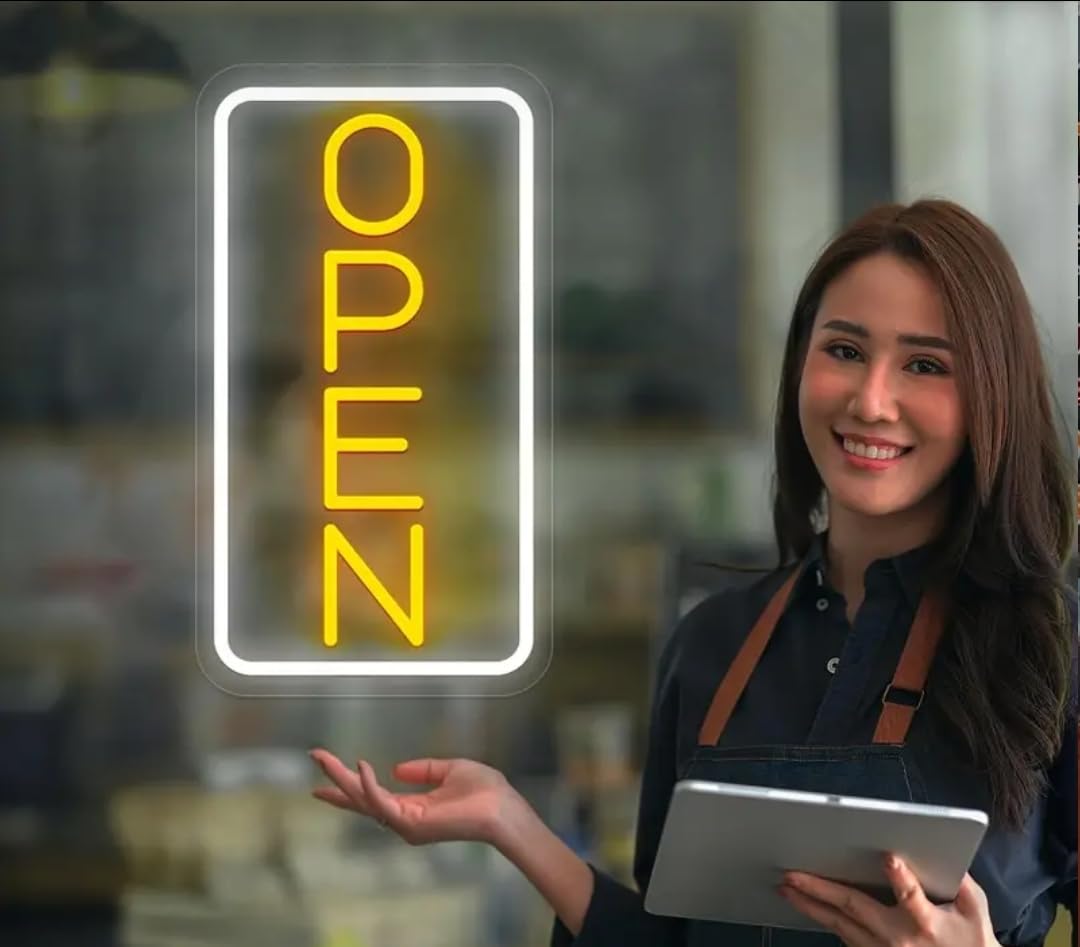 Letrero Neón LED 'Abierto' Amarillo y Blanco | soloNEON
