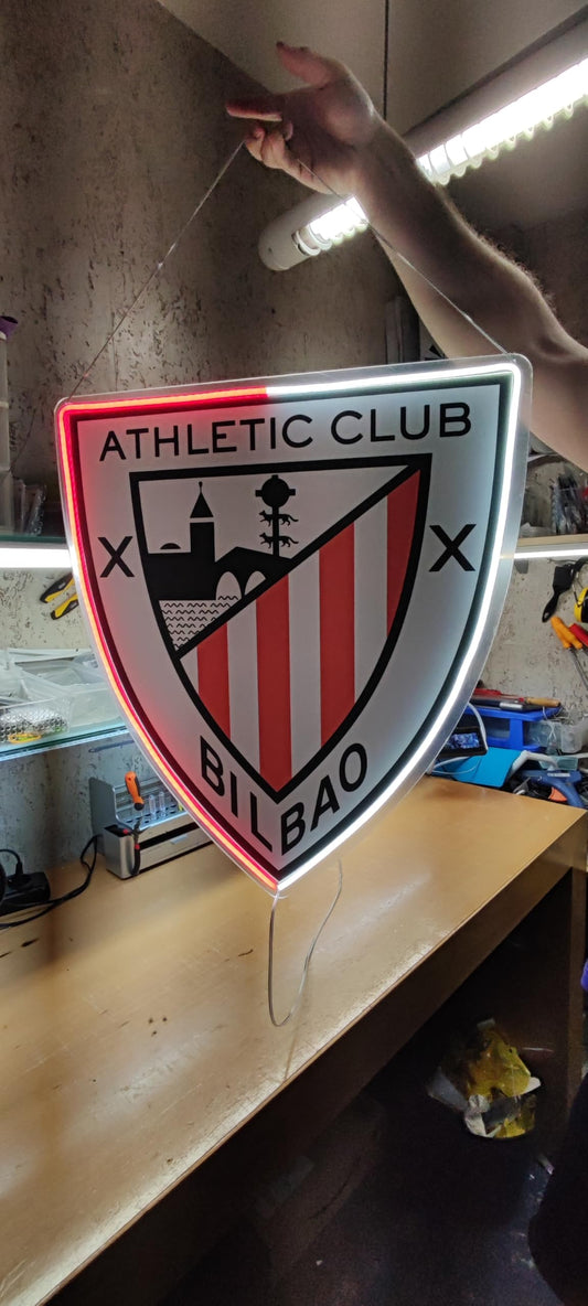 SOLOLED Escudo futbol regalos Bilbao neon LED Iluminado, Decoración Deportiva, Lámpara de Pared