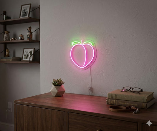 Letrero Neón LED Melocotón – Decoración Frutal y Aesthetic 12V