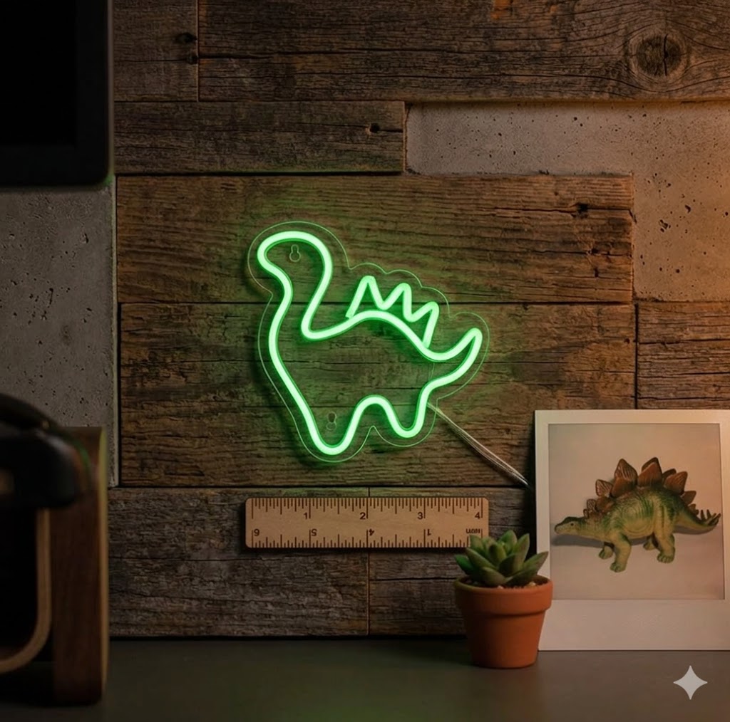 Letrero Neón LED Dinosaurio – Decoración Infantil y Gamer 12V