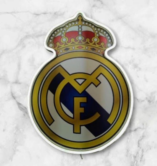 SOLOLED Real Madrid regalo escudo Iluminado, Escudo con Corona, Decoración Deportiva medidas 40x30 cm,neon led,metacrilato, vinilo,liga de futbol