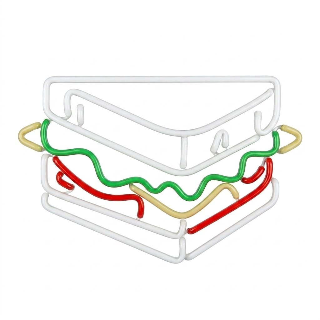 Lámpara de Neón LED Decorativa, Diseño de Sándwich, Luz Multicolor, Montaje en Pared, Material Acrílico medidas 40x25 cm alimentacion 12v