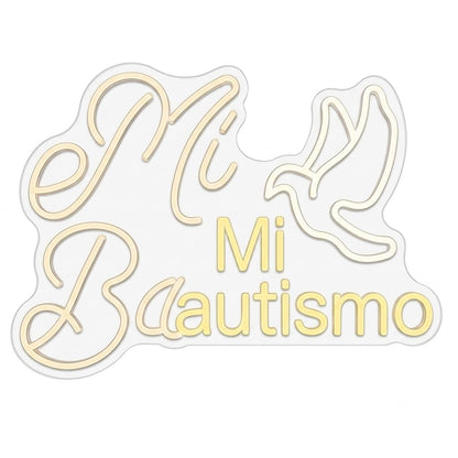 Letrero de Neón LED 'mi bautismo Cartel Luminoso Decorativo con 50 cm aproximadamente ALIMENTADOR 12 V