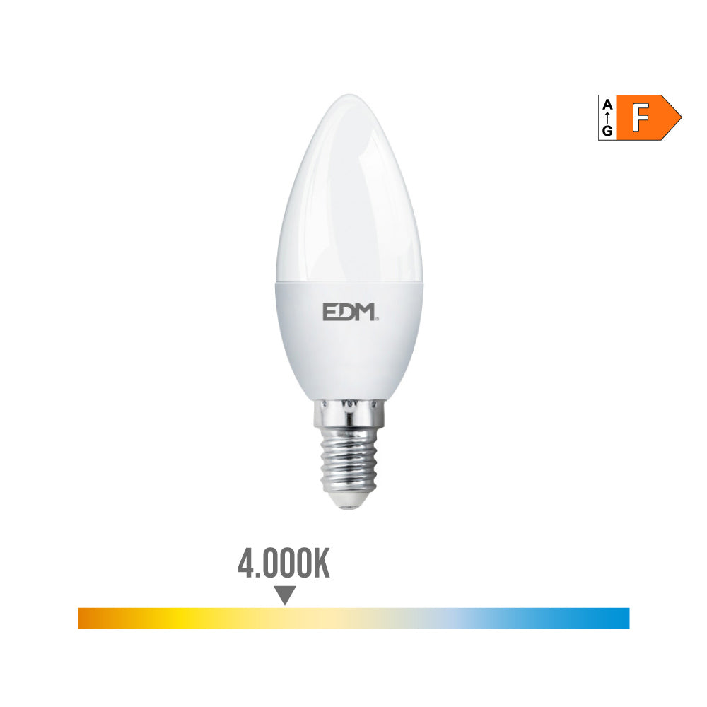 BOMBILLA VELA LED E14 7 W 600 lm 4000 K LUZ DIA Ø3,5 x 10,7 cm