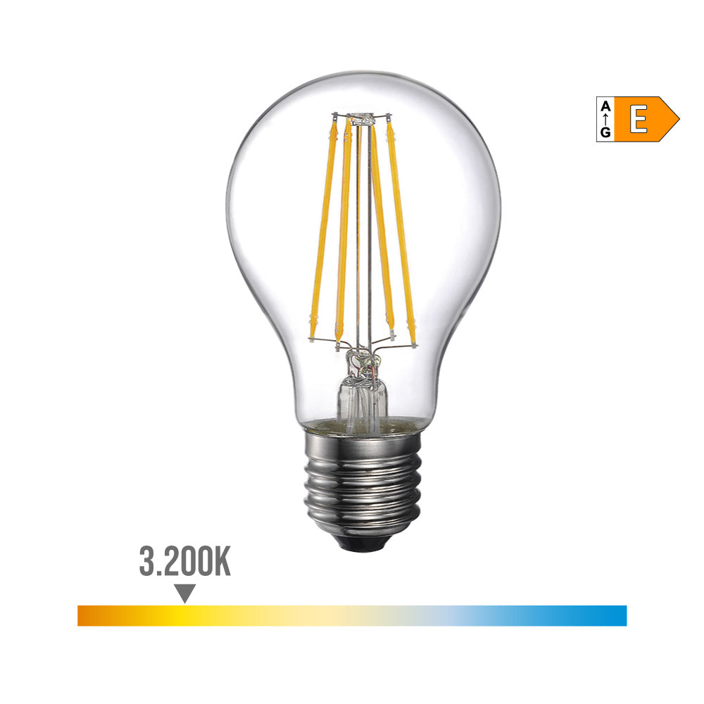 BOMBILLA STANDARD CON FILAMENTO DE LED E27 6 W 800 lm 3200 K LUZ CALIDA Ø6 x 10,6 cm