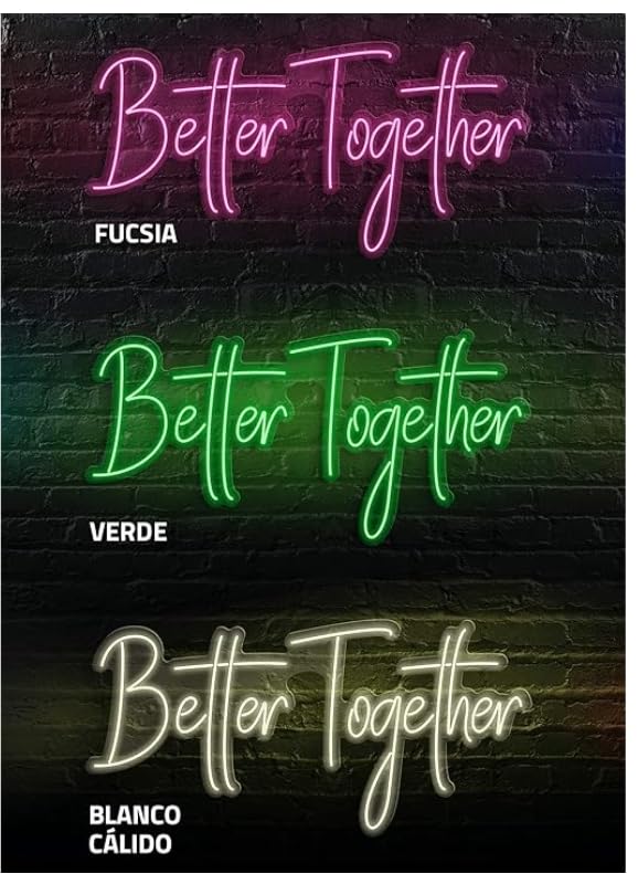 Letrero LED Neón 'Better Together', Luz Decorativa para Pared, Iluminación Ambiental, Color Amarillo