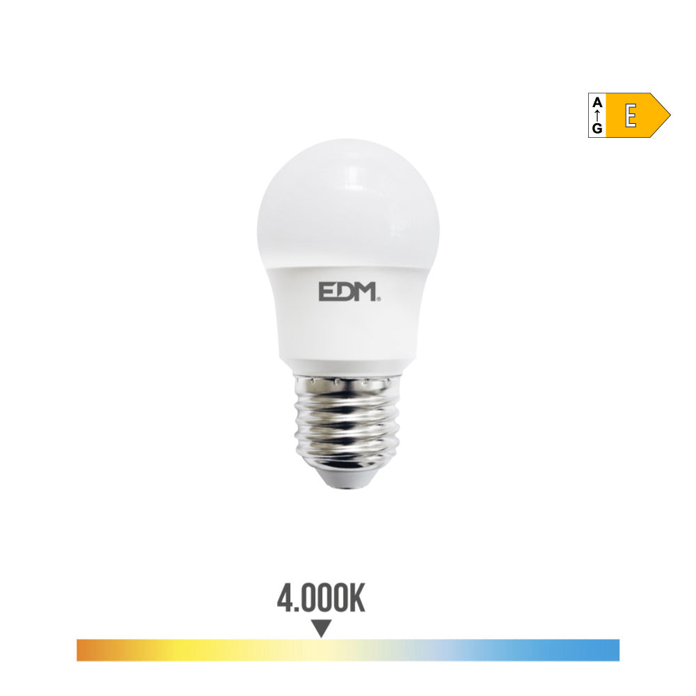 BOMBILLA ESFERICA LED E27 8,5 w 950 lm 4000 k LUZ DIA Ø4,5 x 8,6 cm