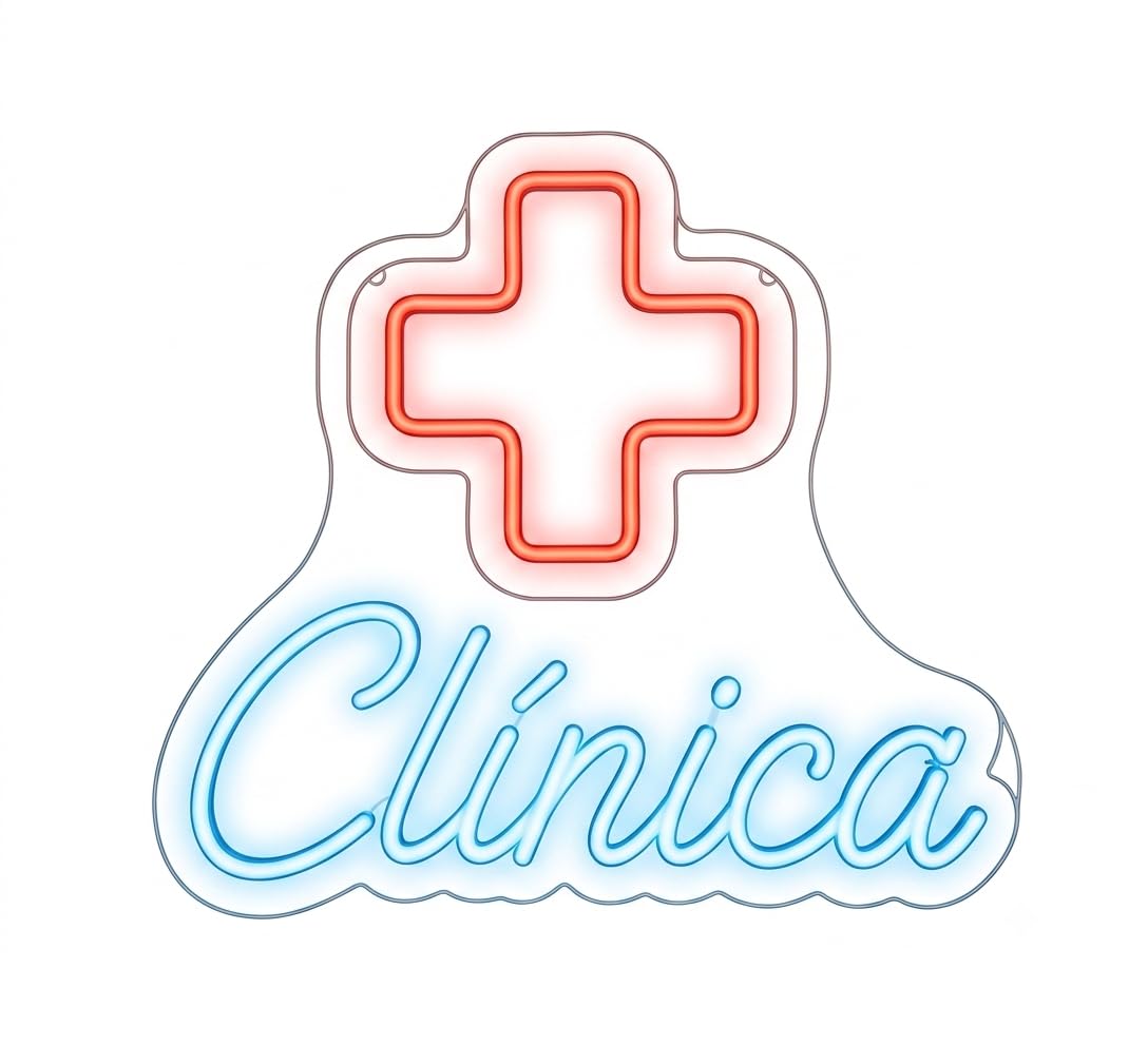 soloLED Letrero clínica urgencias Hospital Cartel Luminoso LED Escaparate, Decoración de Pared en Metacrilato, Luz Brillante, aproximadamente 60cm alimentación 12v