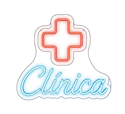 soloLED Letrero clínica urgencias Hospital Cartel Luminoso LED Escaparate, Decoración de Pared en Metacrilato, Luz Brillante, aproximadamente 60cm alimentación 12v