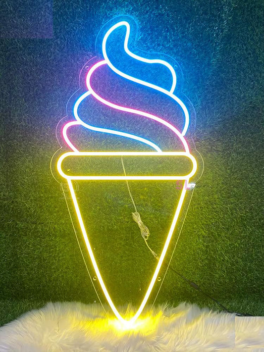 Letrero de Neón LED Decorativo de Helado, Luz de Pared Personalizada para Cafetería y Restaurante, Diseño Retro, Multicolor
