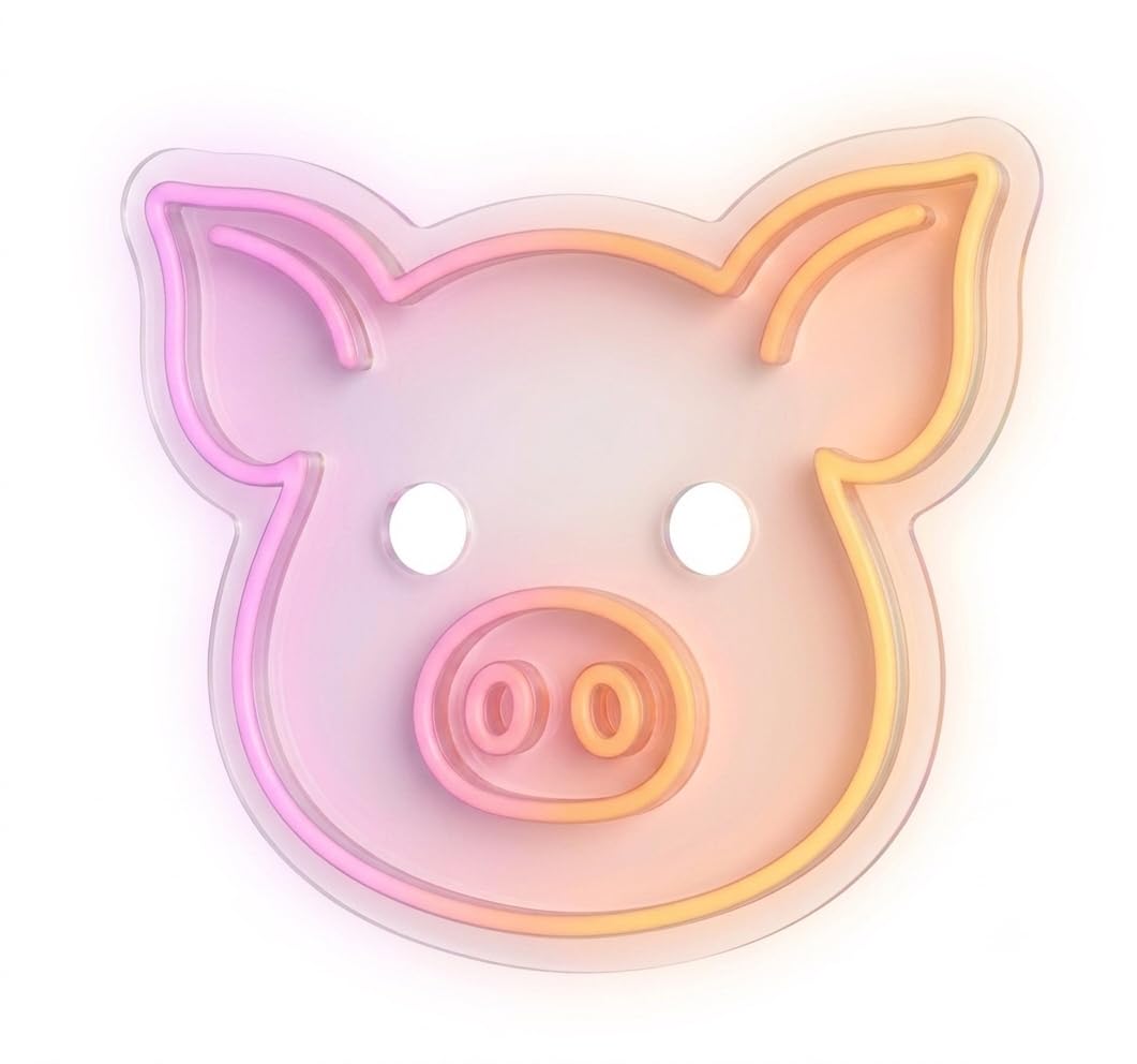 SOLOLED letrero Neon led iluminado cerdo Personalizado cerdo Medida aproximadamente 40 cm cartel luminoso decoracion pared habitacion Fiestas,Escaparate negocio bar base metacrilato transparente