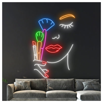 MENGE Lámpara de señalización Letrero De Neón Para Maquillador, Cosméticos, Productos Belleza, Luz LED, Escaparate, Entrada Comercial, 63cm