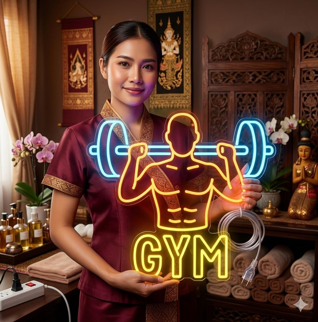 soloLED Letrero GYM GIMNASIO Cartel Luminoso LED Escaparate, Decoración de Pared en Metacrilato, Luz Brillante, aproximadamente 70cm alimentación 12v