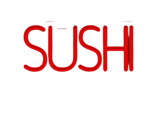Letrero de Neón LED 'SUSHI', Luz Decorativa Multicolor, Cartel Luminoso para Pared, Rojo