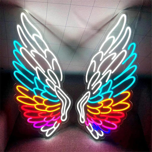 sololed Letrero Luz Neón LED Alas de Ángel Coloridas - Señal Luminosa, Decoración para Fiesta, Navidad, Dormitorio, Bar, Pub, Club, Sala de Arte - 80cm 12v